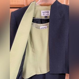 Kasper ASL 2P 3 Piece Skirt Suit Gray and Green